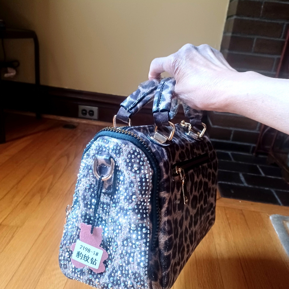 ANIMAL-PRINT CROSSBODY/RHINESTONE EMBELLISHED HANDBAG-(NWT)